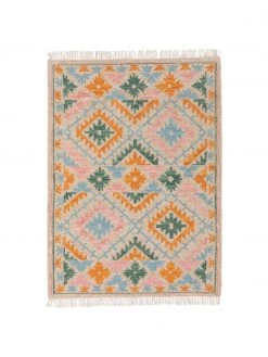 Benuta Bunter Kelimteppich Zohra mit Fransenabschluss, handgewebt, B 70 x L 140 cm (Größe XS)