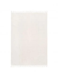 Westwing Collection Dünner Baumwollteppich Agneta in Cremeweiß, handgewebt, B 70 x L 140 cm (Größe XS)