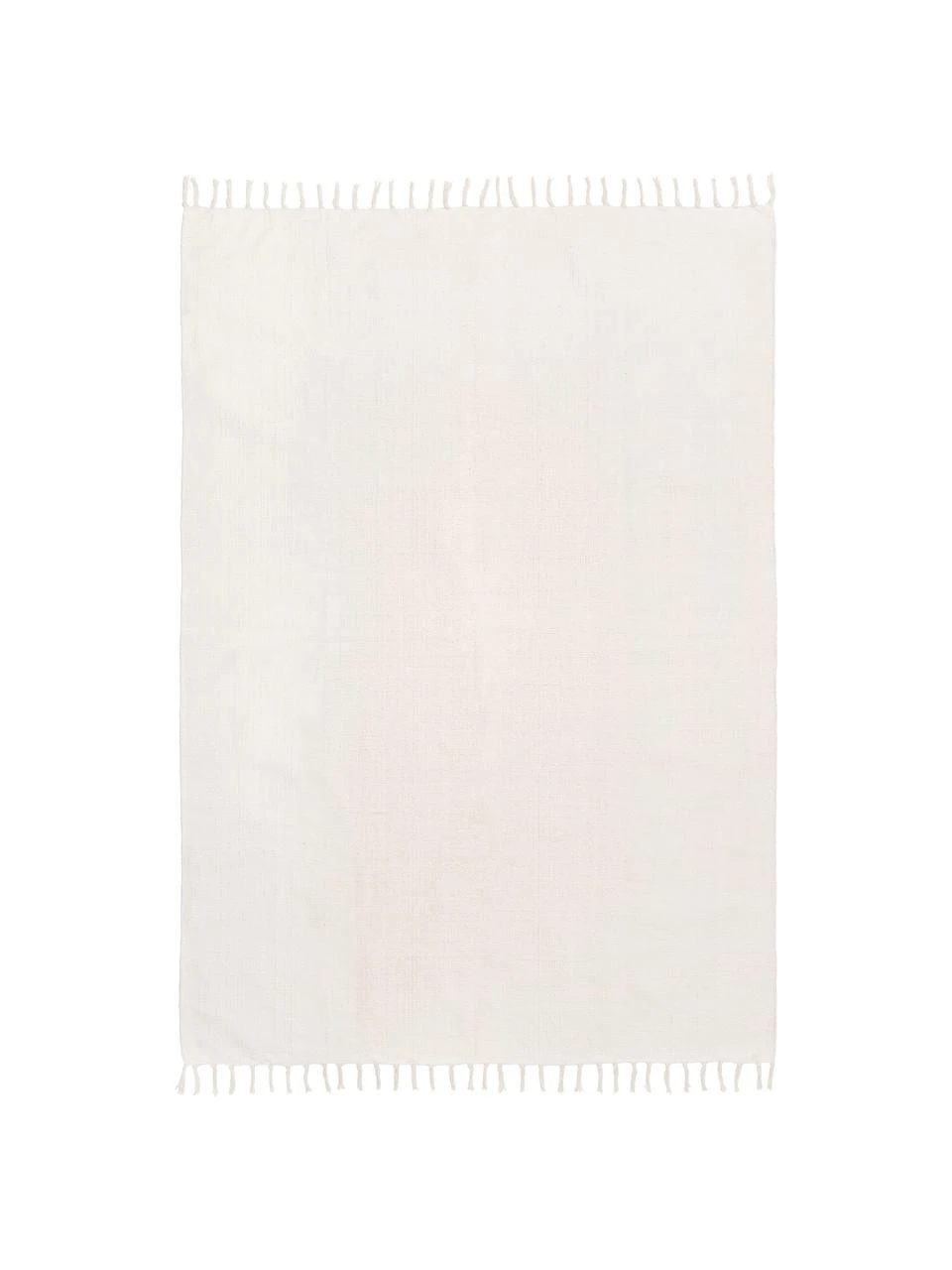 Westwing Collection Dünner Baumwollteppich Agneta in Cremeweiß, handgewebt, B 70 x L 140 cm (Größe XS)