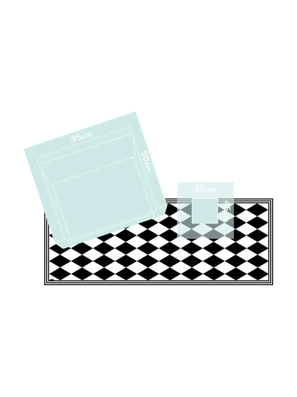 MySpotti Flache Vinyl-Bodenmatte Bobby II in Schwarz/Weiß, rutschfest, B 68 x L 180 cm – Bild 3