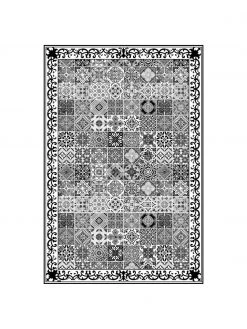 MySpotti Flache Vinyl-Bodenmatte Olè in Schwarz/Weiß, rutschfest, B 136 x L 203 cmNur noch wenige verfügbar