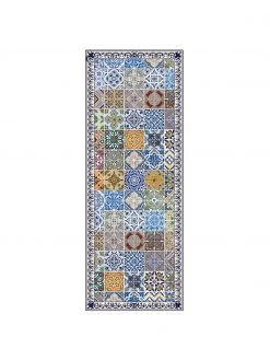 MySpotti Flache Vinyl-Bodenmatte Pablo mit buntem Print, rutschfest, B 68 x L 180 cm