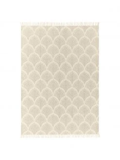 Westwing Collection Flachgewebter Baumwollteppich Klara in Beige/Taupe mit Fransenabschluss, B 120 x L 180 cm (Größe S)