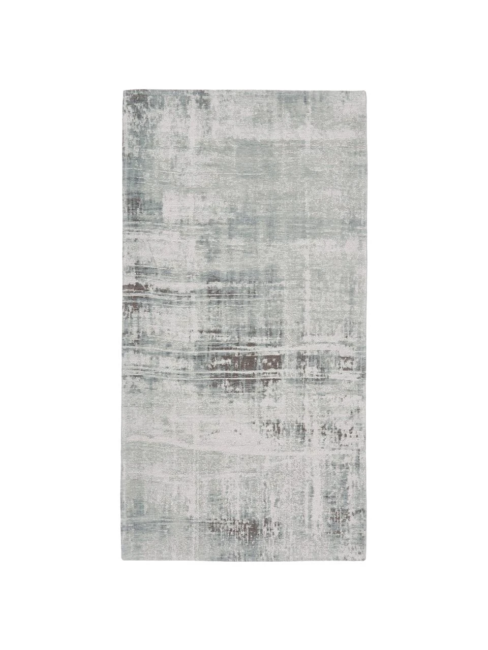 Westwing Collection Flachgewebter Baumwollteppich Louisa in Silber/Salbei/Blaugrau, B 80 x L 150 cm (Größe XS)