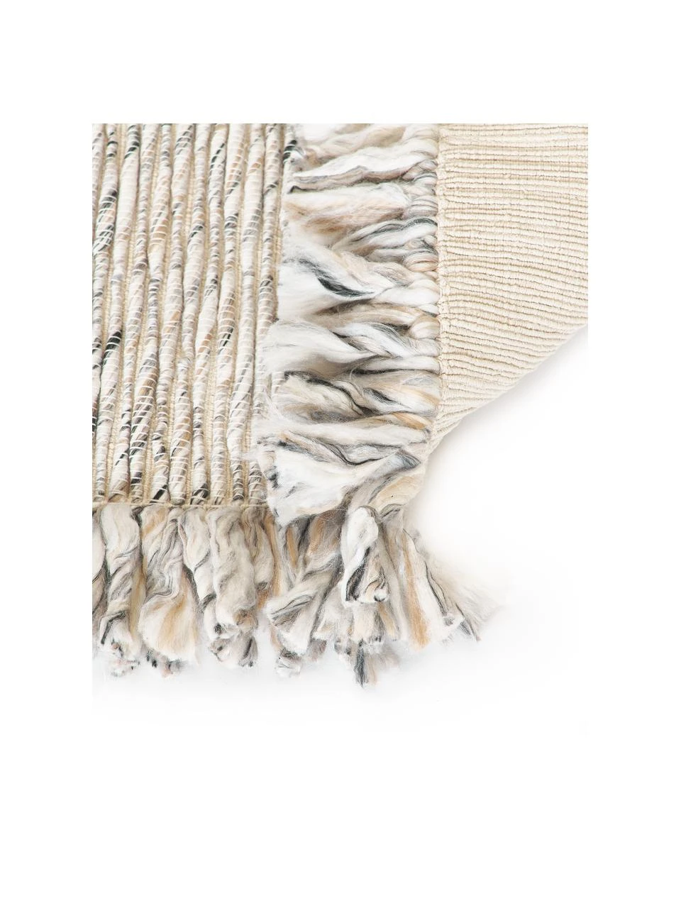 Westwing Collection Flachgewebter Teppich Bunko mit Fransen in Cremeweiß/Beige/Grau, B 80 x L 150 cm (Größe XS) – Bild 5
