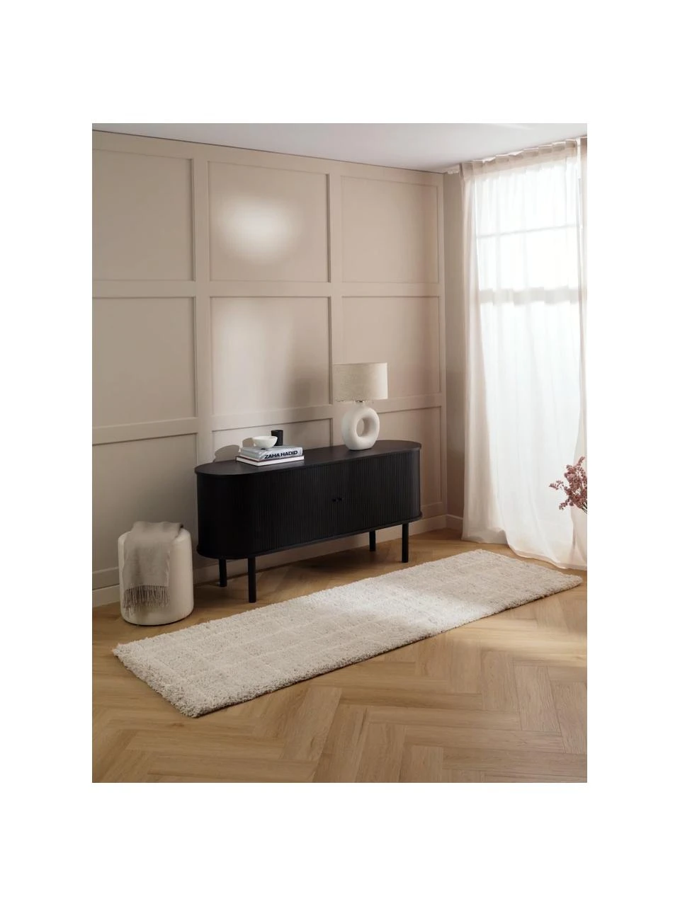 Westwing Collection Flauschiger Hochflor-Läufer Amelie in Beige, handgetuftet, B 80 x L 200 cm – Bild 2