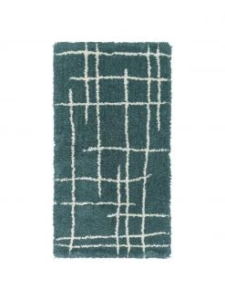 Westwing Collection Flauschiger Hochflor-Teppich Amelie in Petrol, handgetuftet, B 80 x L 150 cm (Größe XS)