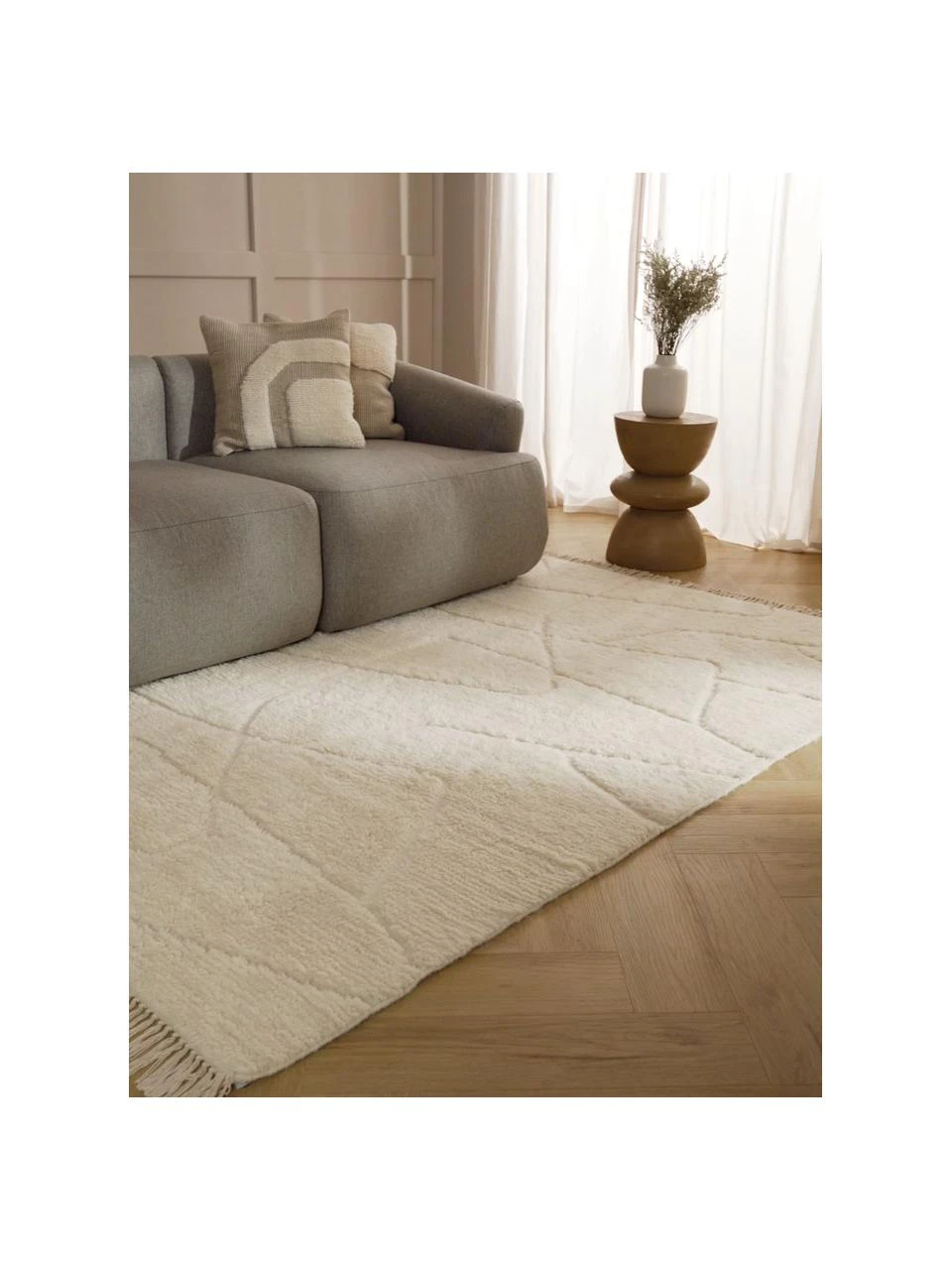 Westwing Collection Flauschiger Hochflor-Teppich Bayu mit Fransen, handgetuftet, B 80 x L 150 cm (Größe XS) – Bild 2