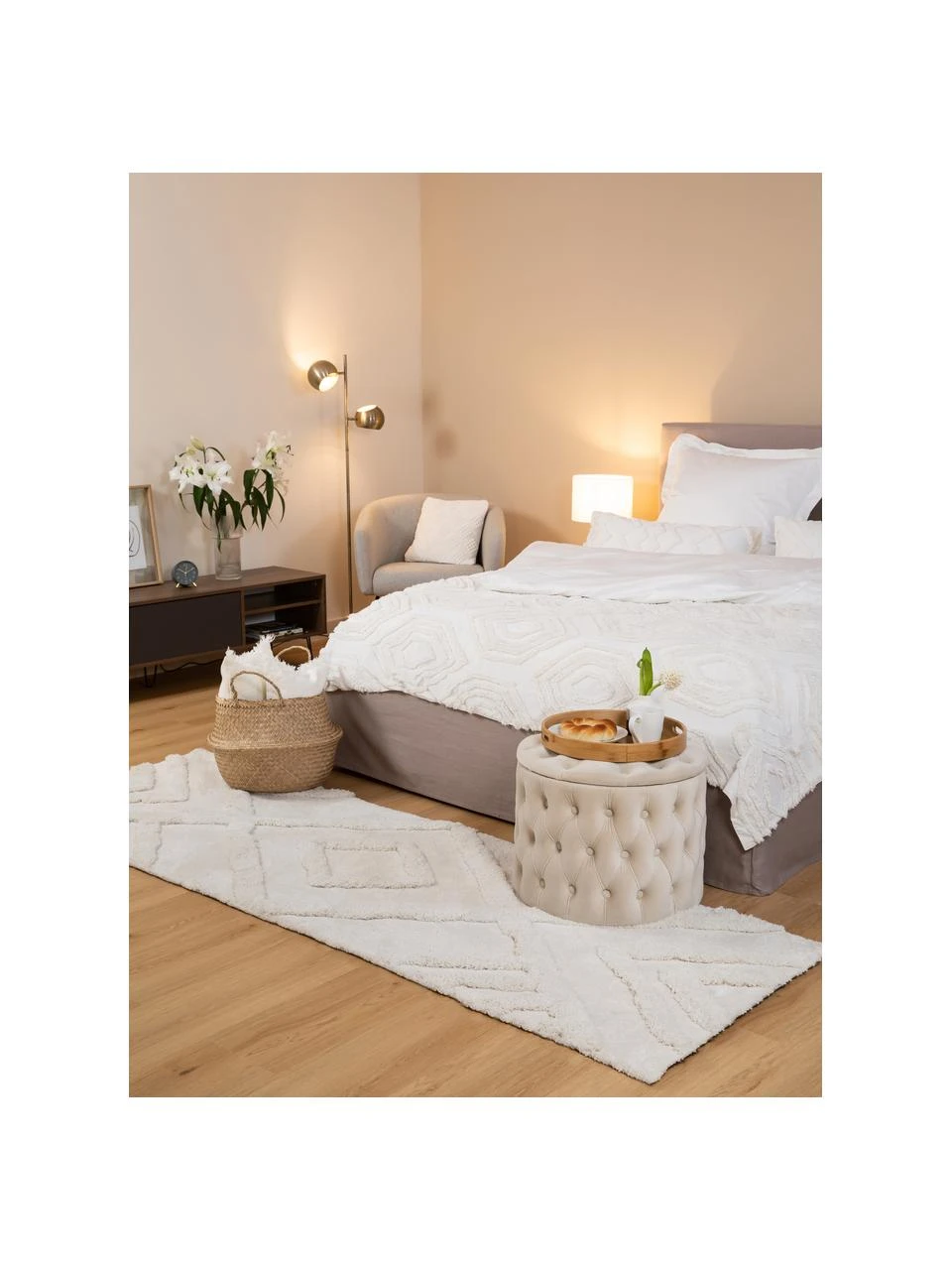 Westwing Collection Flauschiger Hochflorläufer Magda mit erhabener Hoch-Tief-Struktur, B 80 x L 250 cm – Bild 2