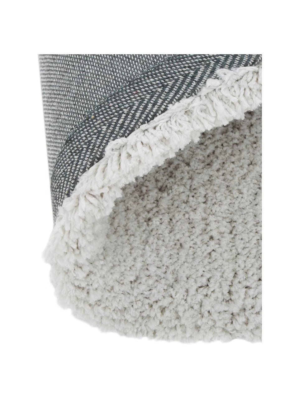 Westwing Collection Flauschiger runder Hochflor-Teppich Leighton in Hellgrau-Beige, Ø 120 cm (Größe S) – Bild 5