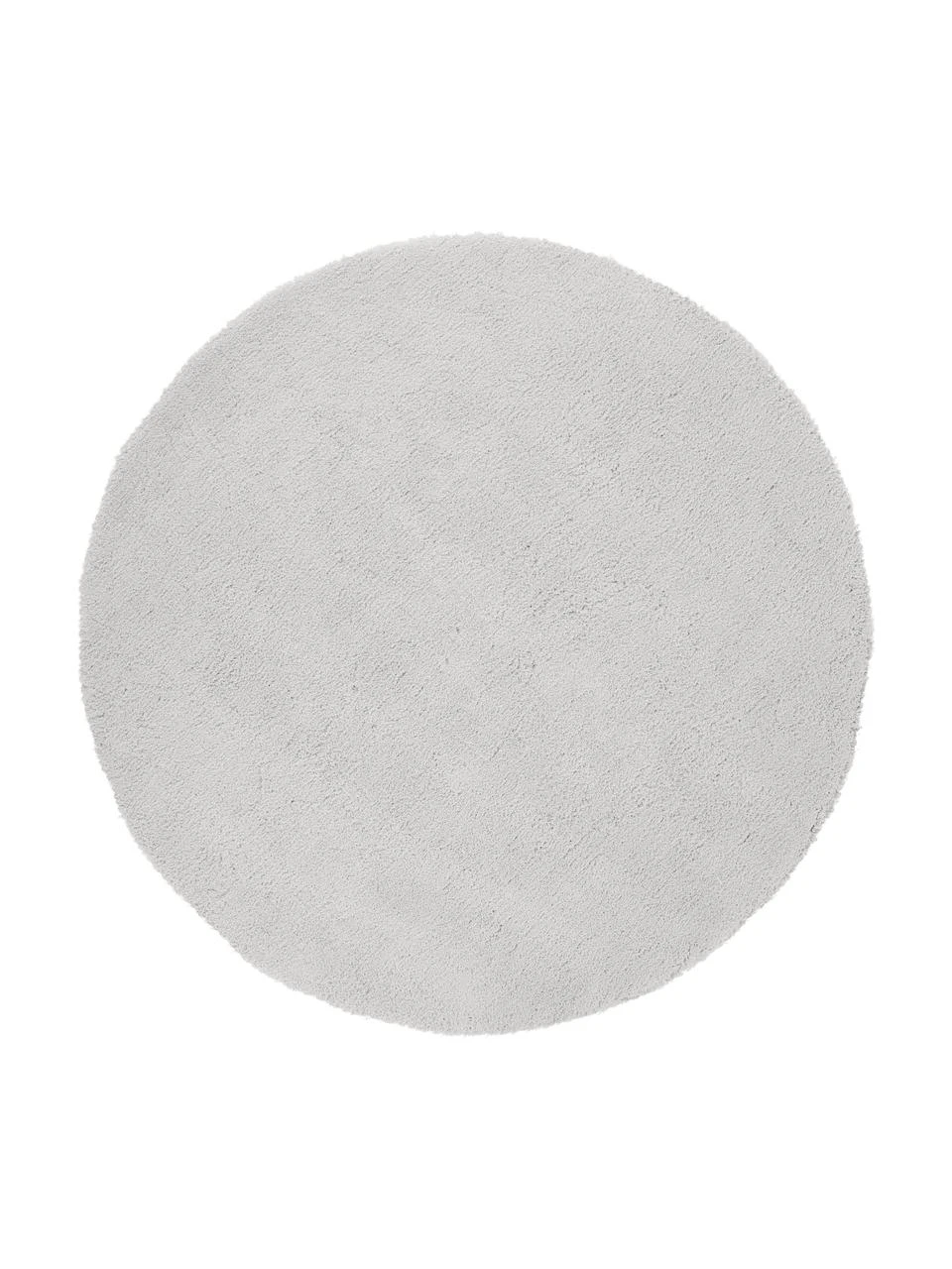 Westwing Collection Flauschiger runder Hochflor-Teppich Leighton in Hellgrau-Beige, Ø 120 cm (Größe S)