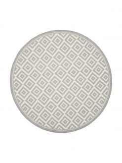 Westwing Collection Gemusterter runder In- & Outdoor-Teppich Miami in Grau/Weiß, Ø 140 cm (Größe M)