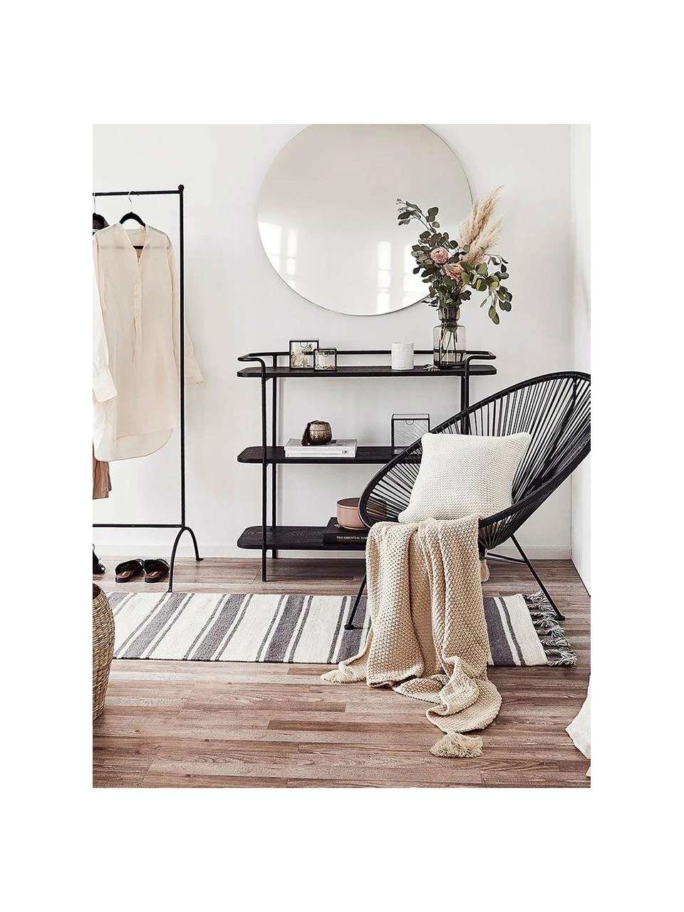 Westwing Collection Gestreifter Baumwollläufer Vigga mit Quasten, handgewebt, B 80 x L 250 cm – Bild 2