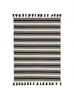 Westwing Collection Gestreifter Baumwollteppich Vigga mit Quasten, handgewebt, B 120 x L 180 cm (Größe S)