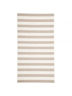 Westwing Collection Gestreifter In- & Outdoor-Teppich Axa in Beige/Cremeweiß, B 80 x L 150 cm (Größe XS)