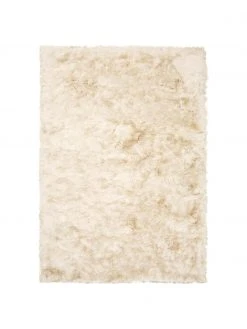 Westwing Collection Glänzender Hochflor-Teppich Jimmy in Elfenbein, B 80 x L 150 cm (Größe XS)