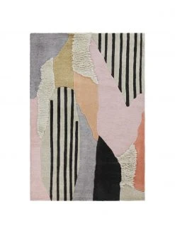 Jotex Großer handgetufteter Hochflor-Wollteppich Bobo mit buntem abstraktem Muster, B 160 x L 230 cm (Größe M)