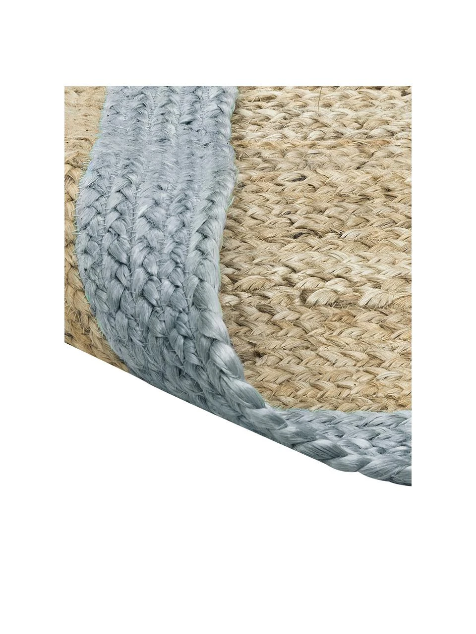 Westwing Collection Handgefertigter Jute-Teppich Shanta mit taubenblauem Rand, B 80 x L 150 cm (Größe XS) – Bild 3