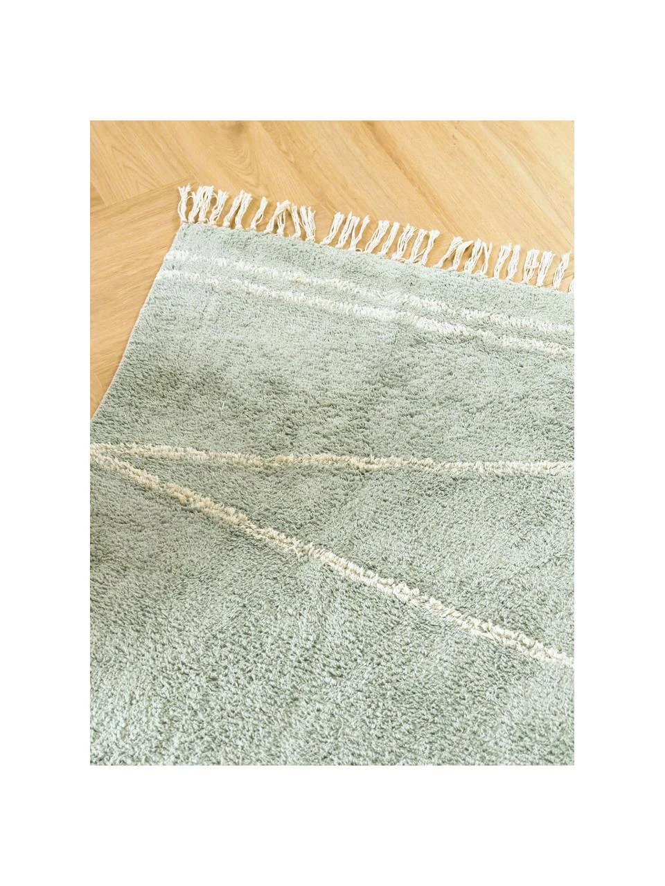 Westwing Collection Handgetufteter Baumwollteppich Asisa mit Zickzack-Muster und Fransen, B 80 x L 150 cm (Größe XS) – Bild 2