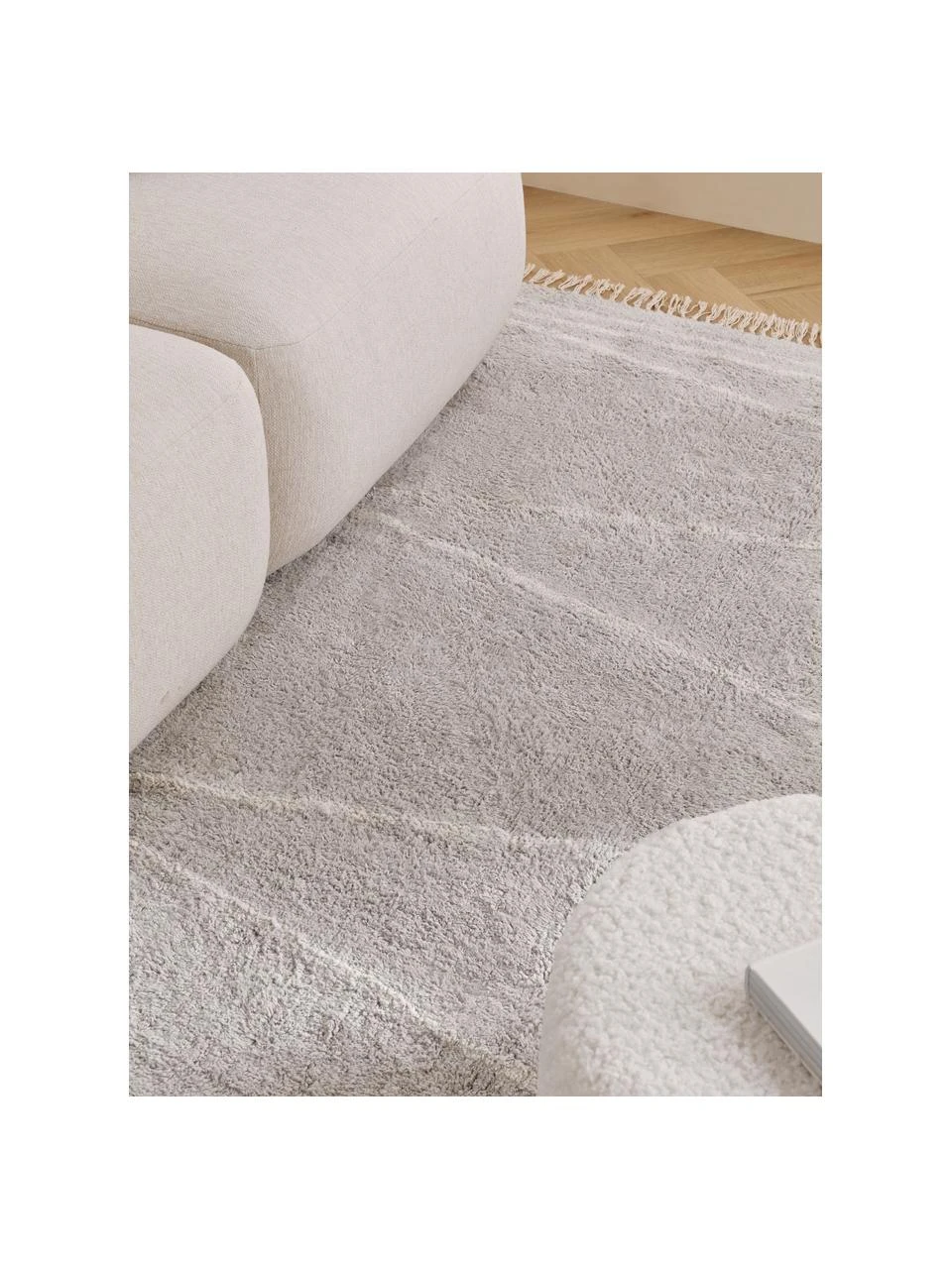 Westwing Collection Handgetufteter Baumwollteppich Asisa mit Zickzack-Muster und Fransen, B 80 x L 150 cm (Größe XS) – Bild 2