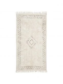 Westwing Collection Handgetufteter Boho-Baumwollteppich Fionn mit Fransen, B 80 x L 150 cm (Größe XS)