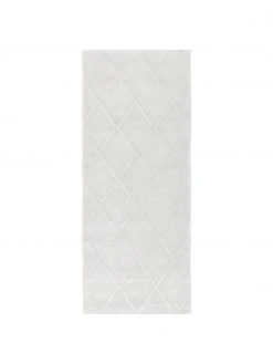 Westwing Collection Handgetufteter Viskoseläufer Shiny in Silbergrau mit Rautenmuster, B 80 x L 200 cm