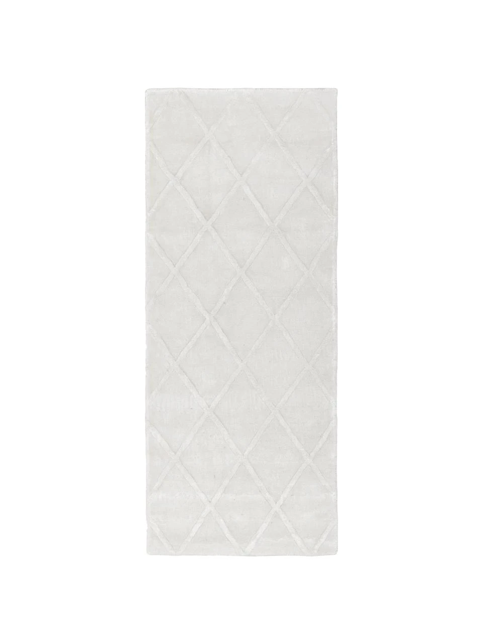 Westwing Collection Handgetufteter Viskoseläufer Shiny in Silbergrau mit Rautenmuster, B 80 x L 200 cm