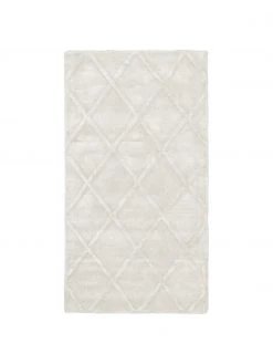 Westwing Collection Handgetufteter Viskoseteppich Shiny in Silbergrau mit Rautenmuster, B 80 x L 150 cm (Größe XS)