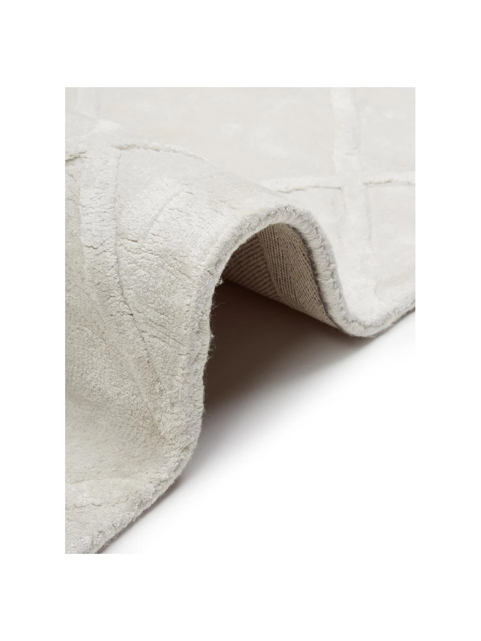 Westwing Collection Handgetufteter Viskoseteppich Shiny in Silbergrau mit Rautenmuster, B 80 x L 150 cm (Größe XS) – Bild 5