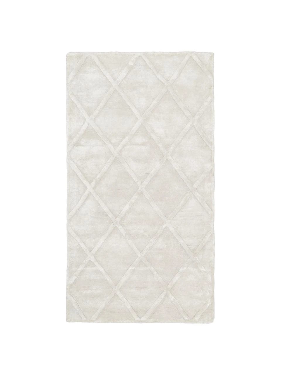 Westwing Collection Handgetufteter Viskoseteppich Shiny in Silbergrau mit Rautenmuster, B 80 x L 150 cm (Größe XS)