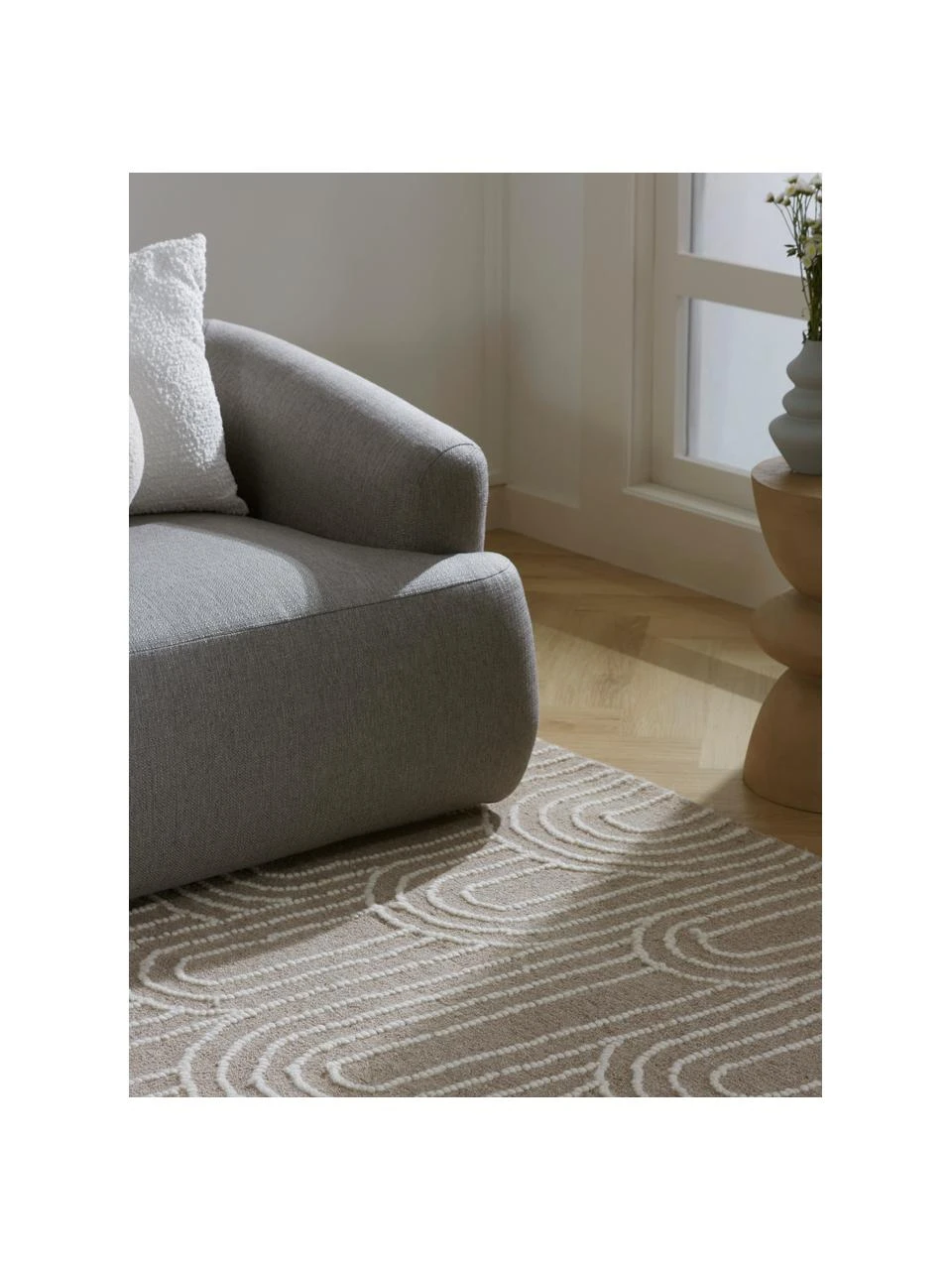 Westwing Collection Handgetufteter Wollteppich Arco in Beige/Cremeweiß, B 80 x L 150 cm (Größe XS) – Bild 2