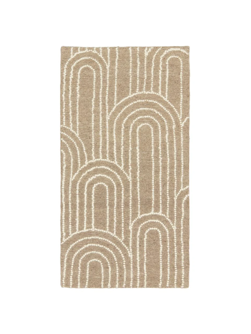 Westwing Collection Handgetufteter Wollteppich Arco in Beige/Cremeweiß, B 80 x L 150 cm (Größe XS)