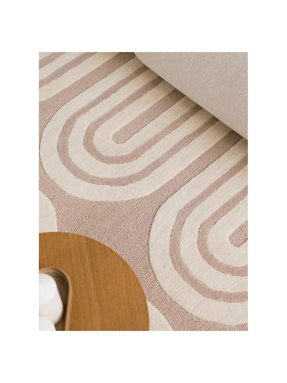 Westwing Collection Handgetufteter Wollteppich Arne in Beige/Creme, B 80 x L 150 cm (Größe XS) – Bild 2