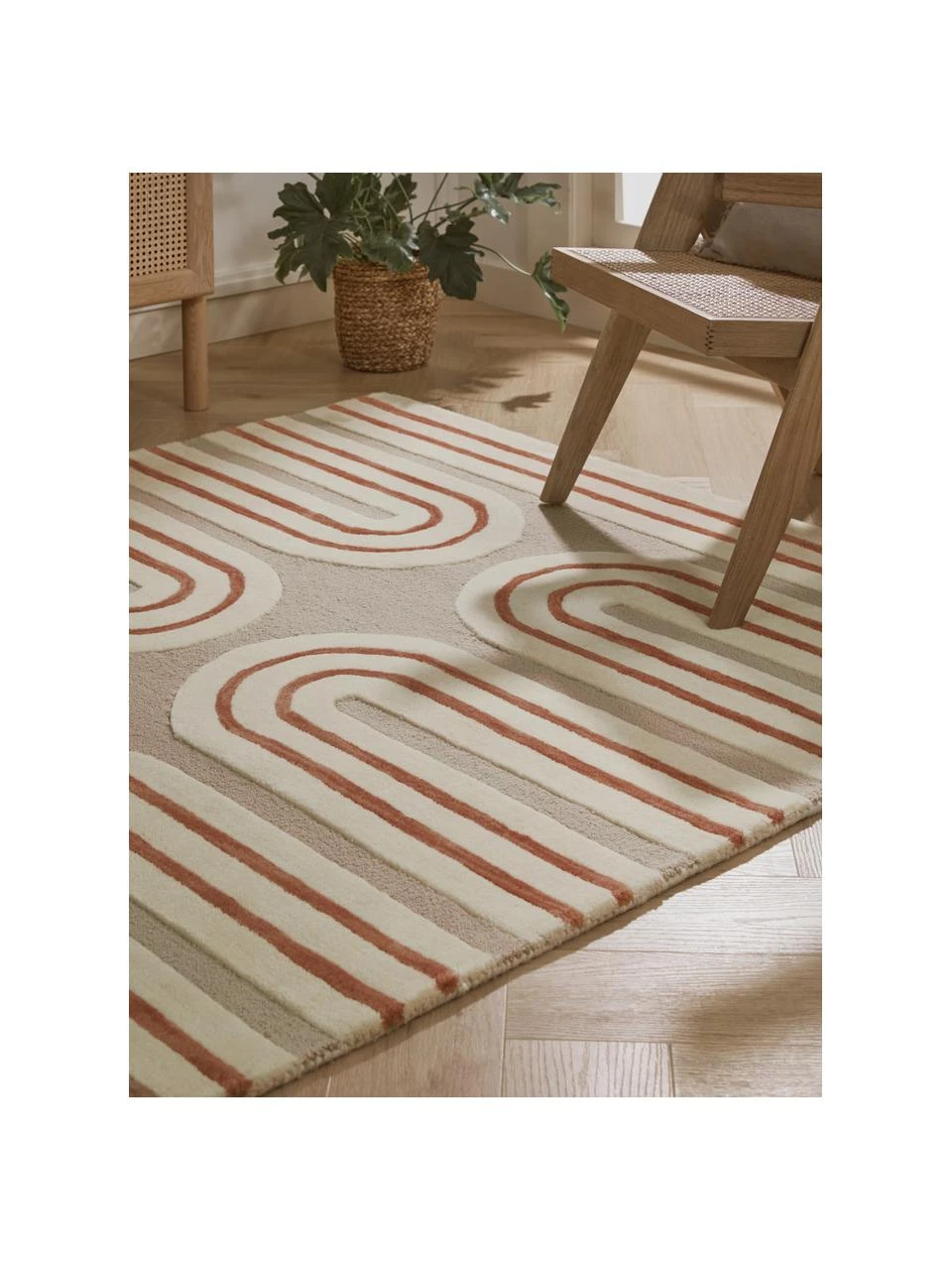 Westwing Collection Handgetufteter Wollteppich Arne in Terrakotta/Beige, B 80 x L 150 cm (Größe XS) – Bild 2