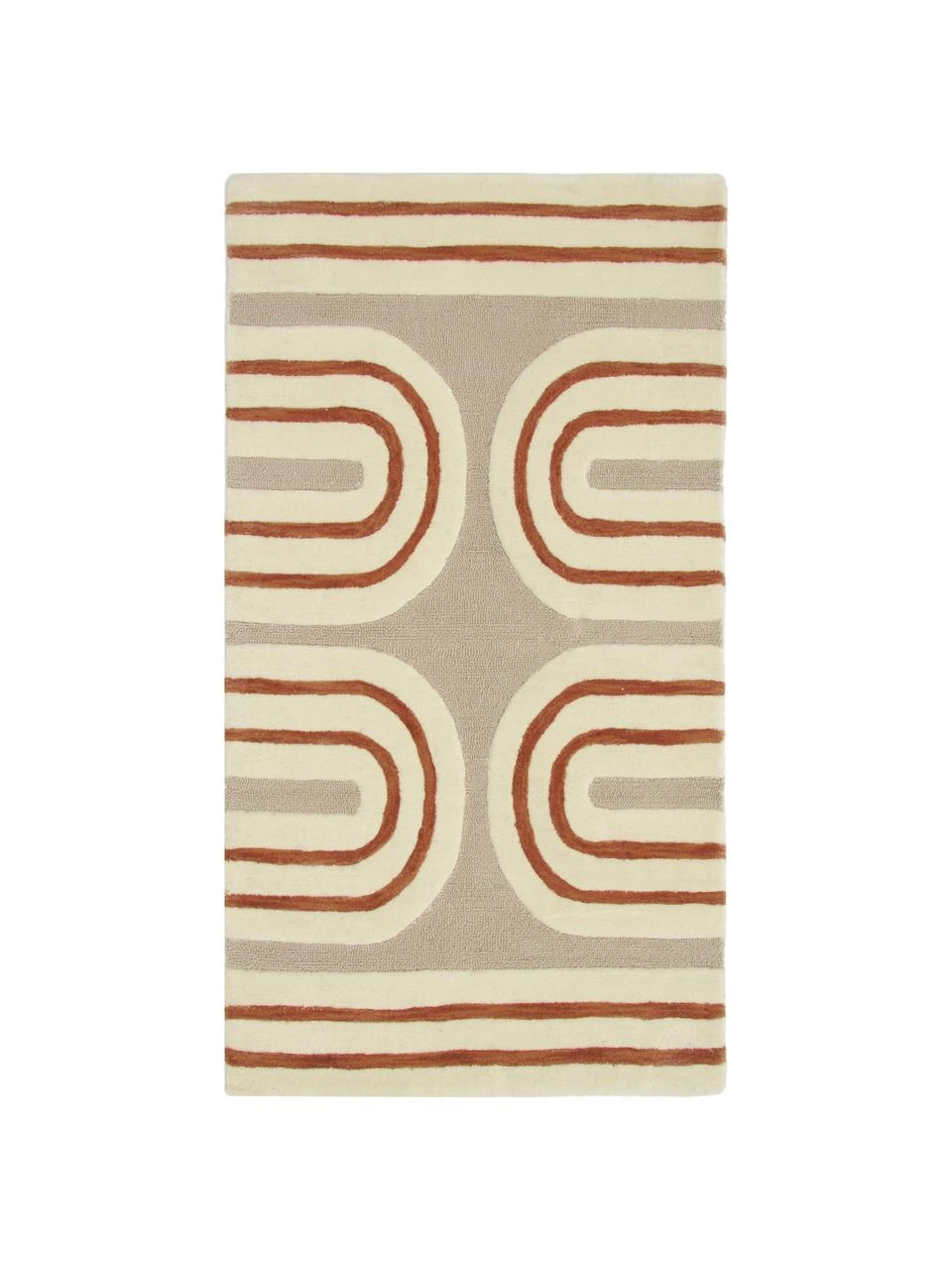 Westwing Collection Handgetufteter Wollteppich Arne in Terrakotta/Beige, B 80 x L 150 cm (Größe XS)
