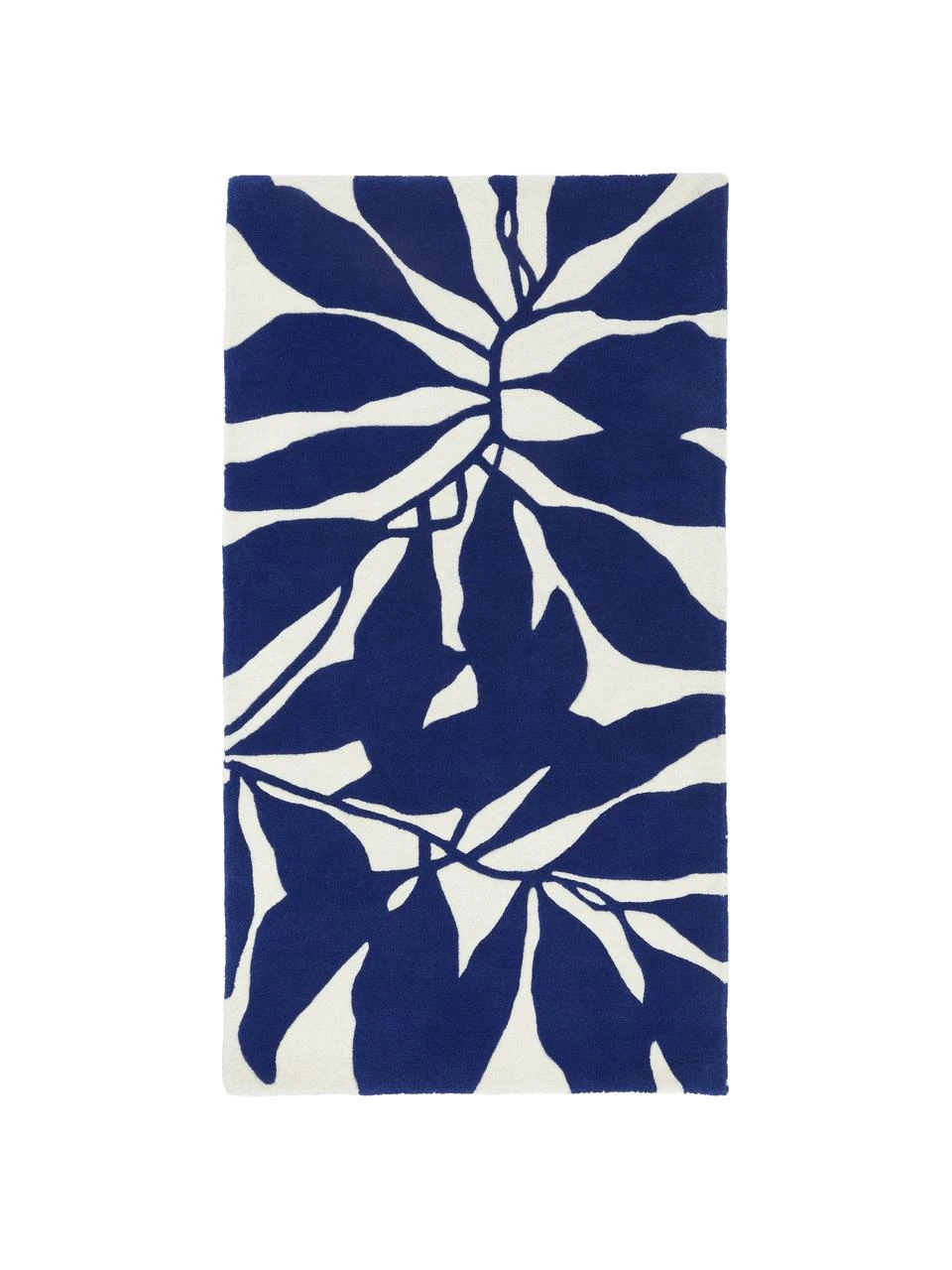 Westwing Collection Handgetufteter Wollteppich Lando in Dunkelblau, B 80 x L 150 cm (Größe XS)