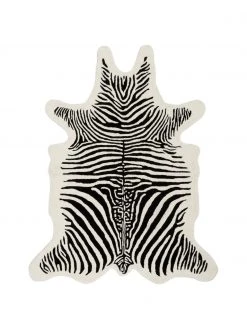 Westwing Collection Handgetufteter Wollteppich Savanna Zebra, B 160 x L 200 cm (Größe M)