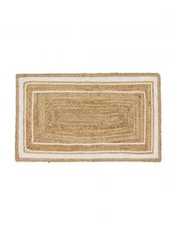Westwing Collection Handgewebte Jute-Fußmatte Clover, B 50 x L 80 cm