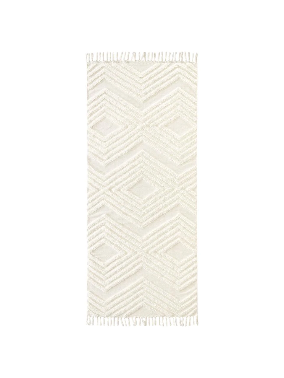 Westwing Collection Handgewebter Baumwollläufer Ziggy mit erhabener Hoch-Tief-Struktur, B 80 x L 200 cm