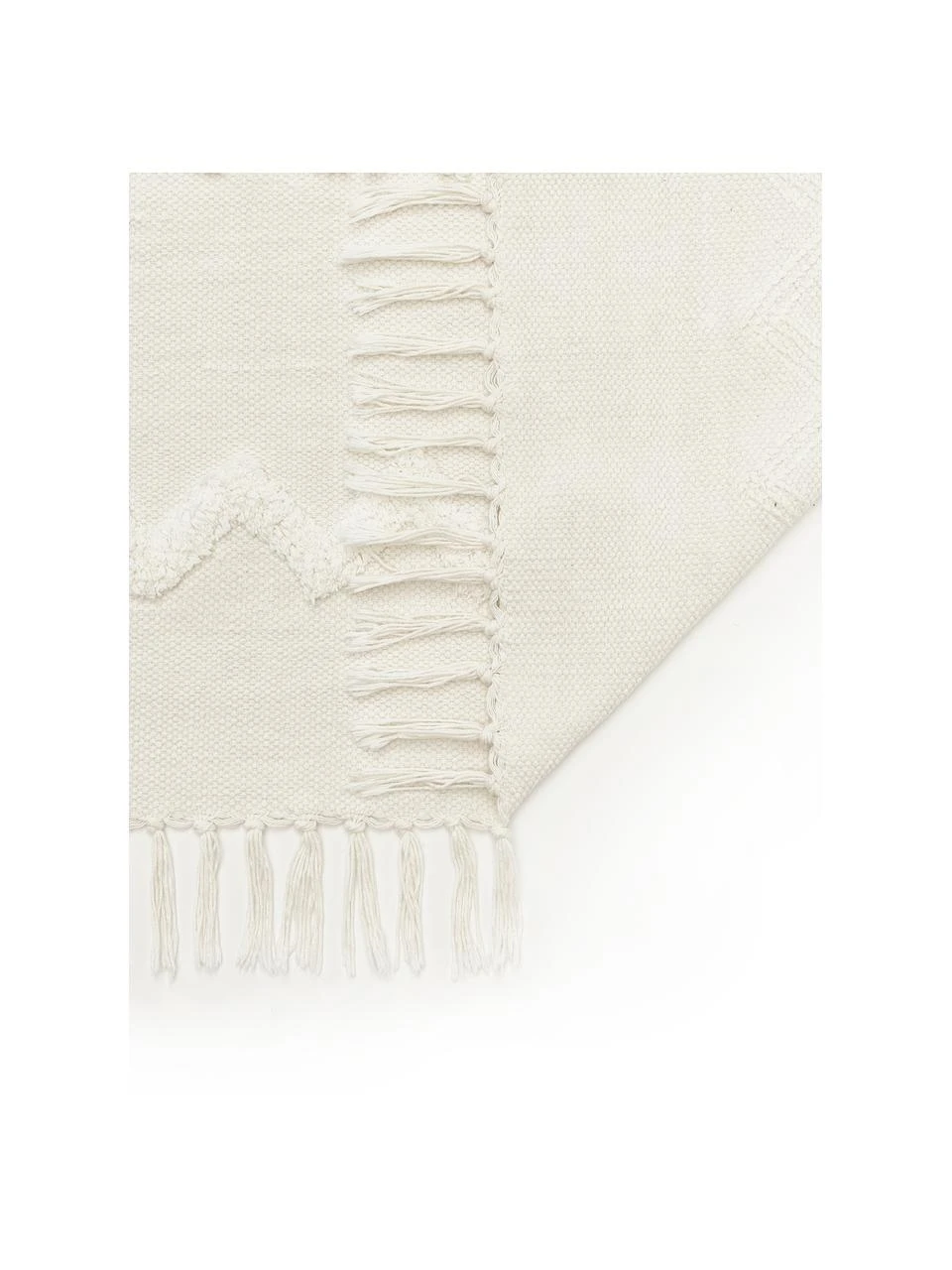 Westwing Collection Handgewebter Baumwollteppich Fenna mit Hoch-Tief-Struktur und Fransen, B 80 x L 150 cm (Größe XS) – Bild 6