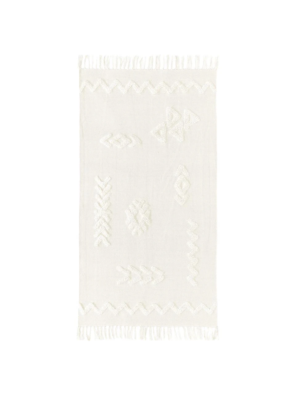 Westwing Collection Handgewebter Baumwollteppich Fenna mit Hoch-Tief-Struktur und Fransen, B 80 x L 150 cm (Größe XS)