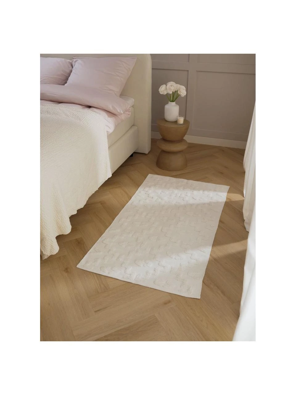 Westwing Collection Handgewebter Baumwollteppich Idris mit erhabender Hoch-Tief-Struktur, B 80 x L 150 cm (Größe XS) – Bild 2