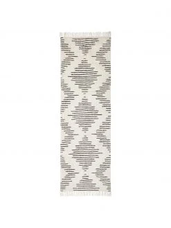 Westwing Collection Handgewebter Boho-Baumwollläufer Fini mit Fransen, B 80 x L 250 cm