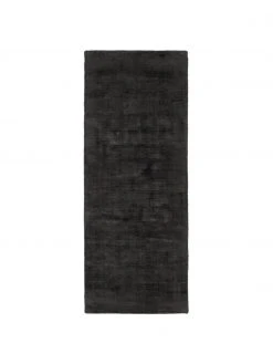 Westwing Collection Handgewebter Viskoseläufer Jane in Anthrazit-Schwarz, B 80 x L 200 cm