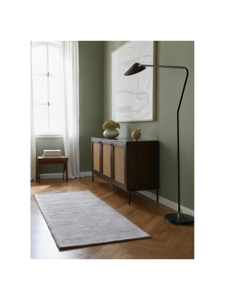 Westwing Collection Handgewebter Viskoseläufer Jane in Hellgrau-Beige, B 80 x L 200 cm – Bild 6