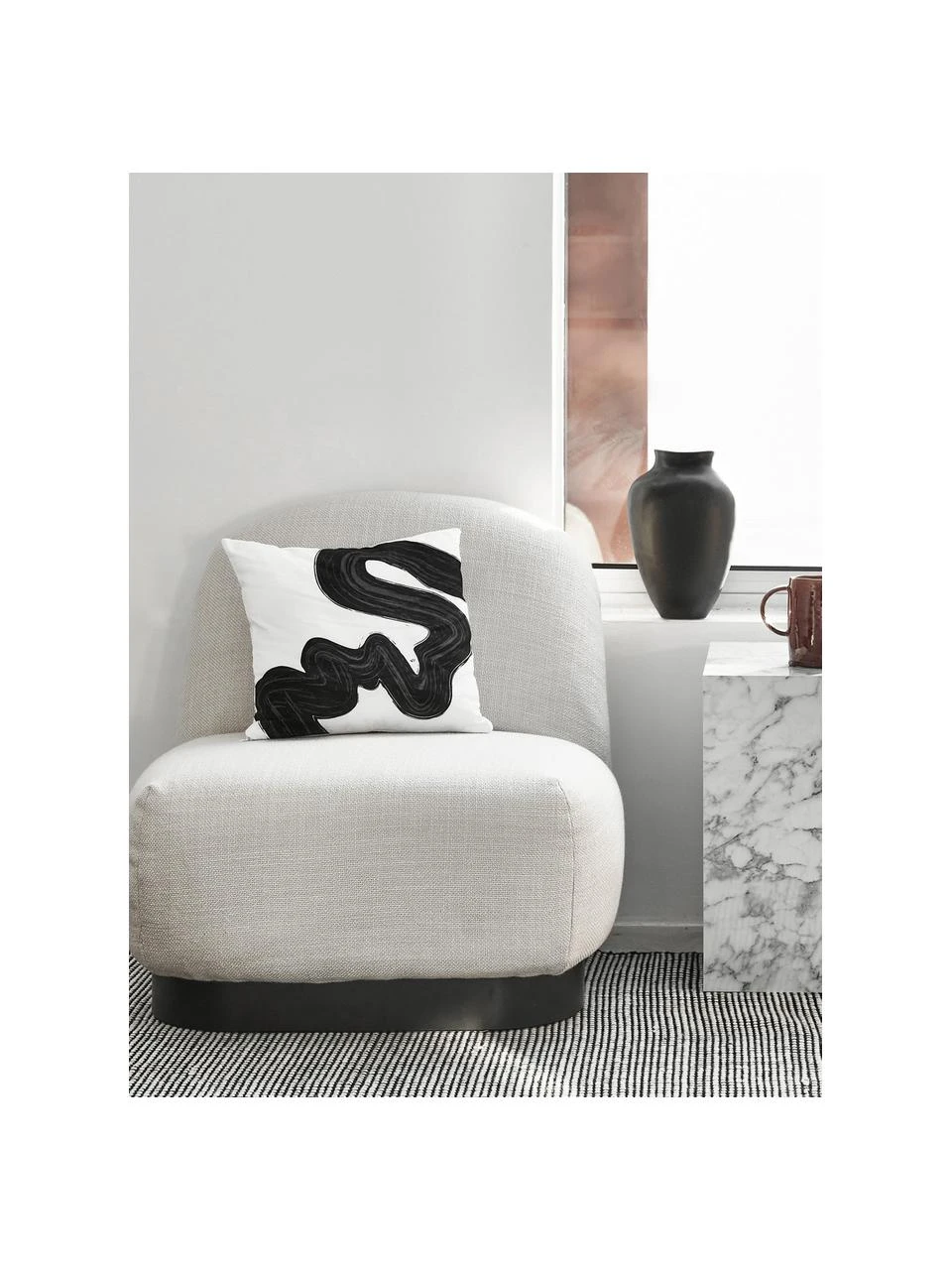 Westwing Collection Handgewebter Wollläufer Amaro in Schwarz/Creme, B 80 x L 250 cm – Bild 2