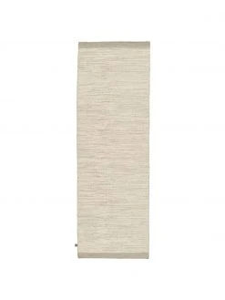 Linie Design Handgewebter Wollläufer Asko in Creme/Hellgrau, meliert, B 80 x L 250 cm