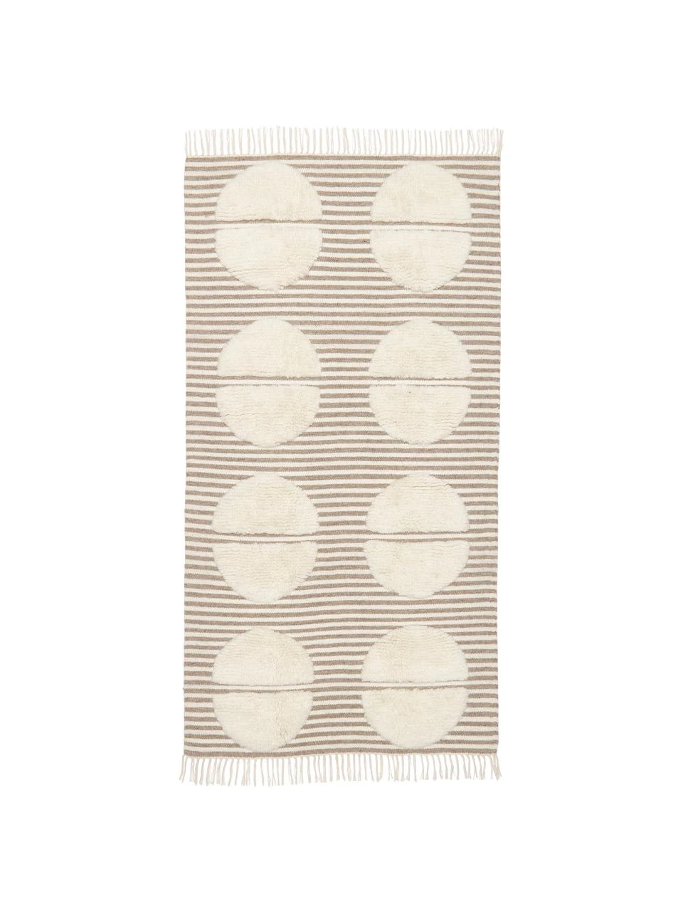 Westwing Collection Handgewebter Wollteppich Anica mit Hoch-Tief-Effekt in Taupe, B 80 x L 150 cm (Größe XS)