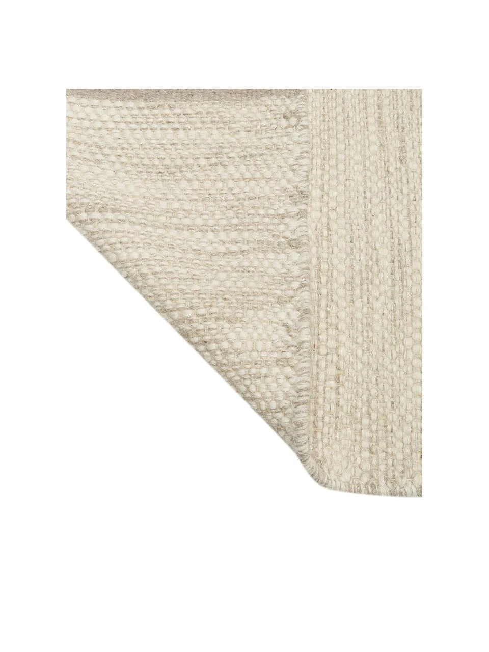 Linie Design Handgewebter Wollteppich Asko in Creme/Hellgrau, meliert, B 70 x L 140 cm (Größe XS) – Bild 5