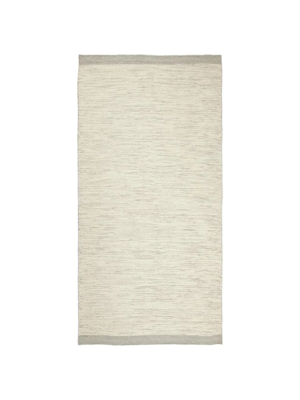 Linie Design Handgewebter Wollteppich Asko in Creme/Hellgrau, meliert, B 70 x L 140 cm (Größe XS)